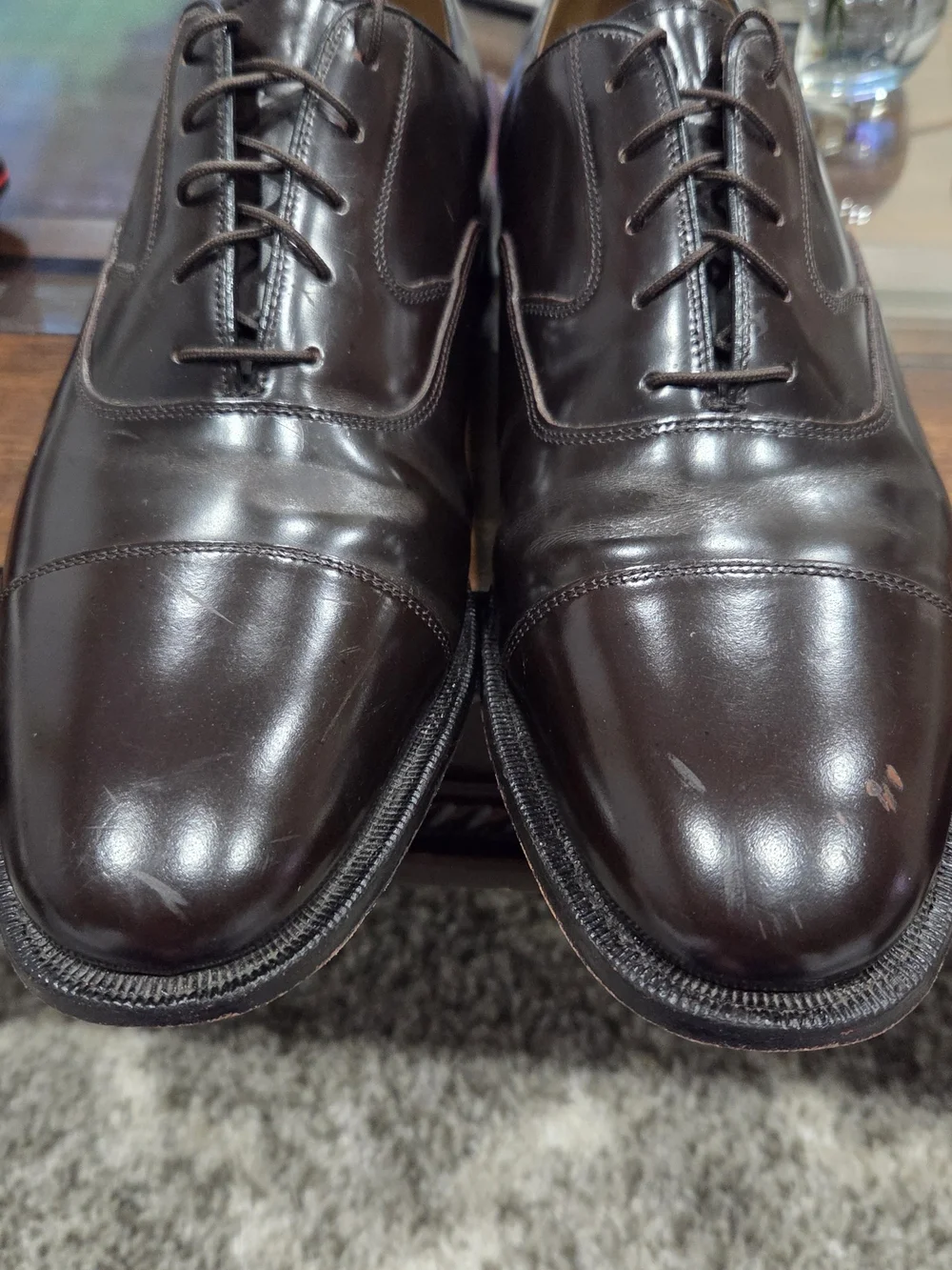 Johnston & Murphy Black Leather Cap-Toe Oxford Dress Shoes